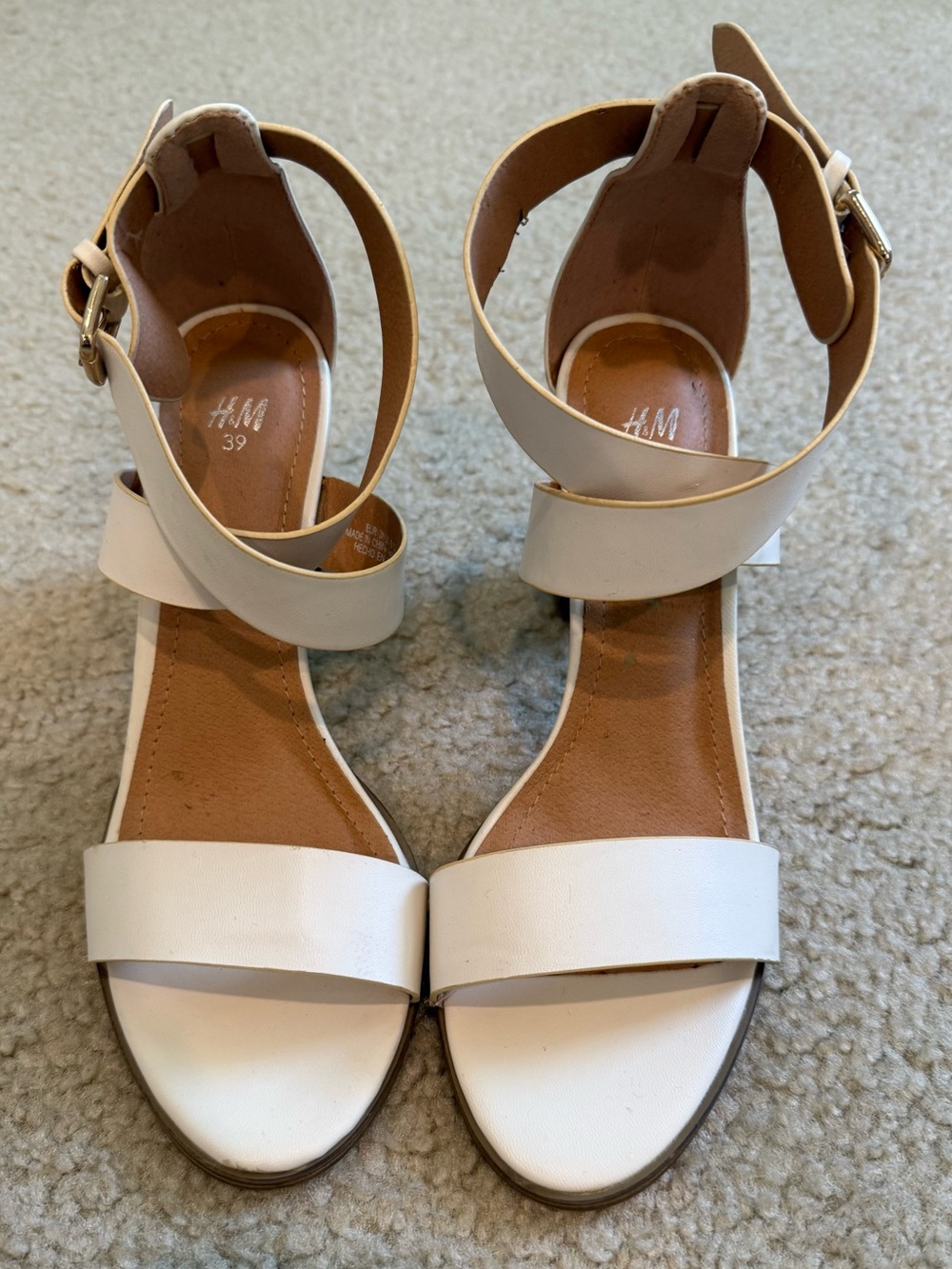 H&M White Ankle-Strap Sandals Size 8